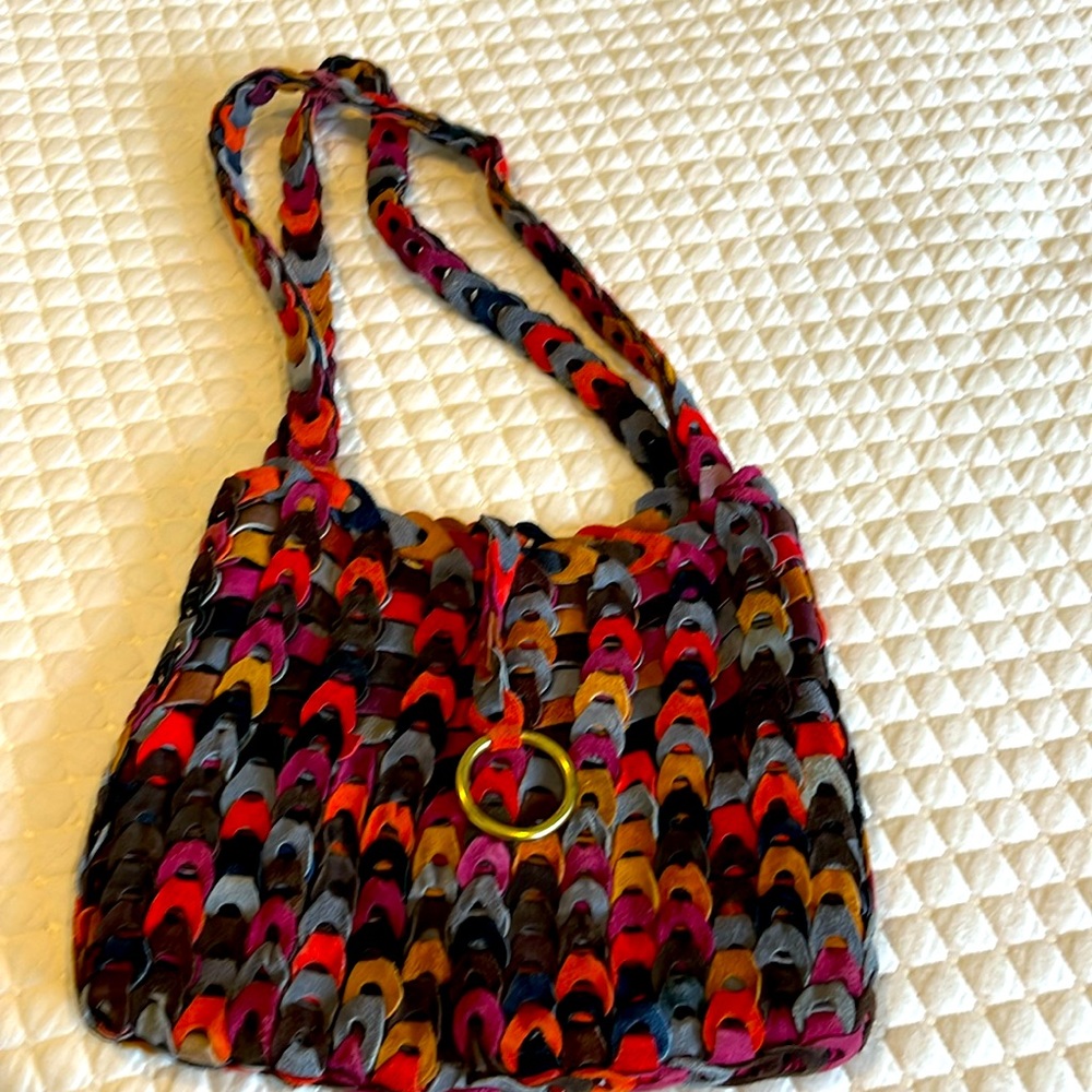 original - VINTAGE 70’s Suede leather tab purse boho vintage style